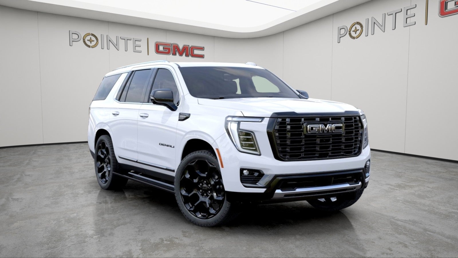 2026 GMC Yukon Denali Ultimate in Glacier White Tricoat — front three-quarter view