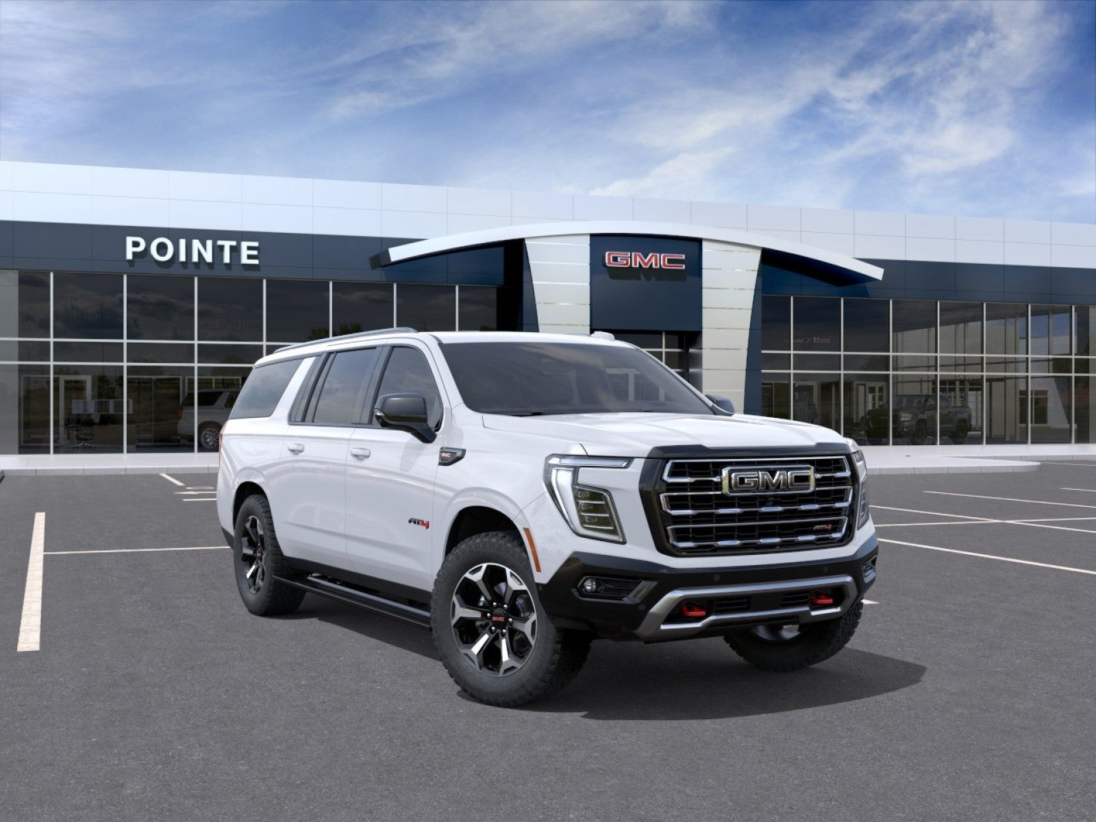 2026 GMC Yukon XL AT4 in Summit White — front three-quarter view