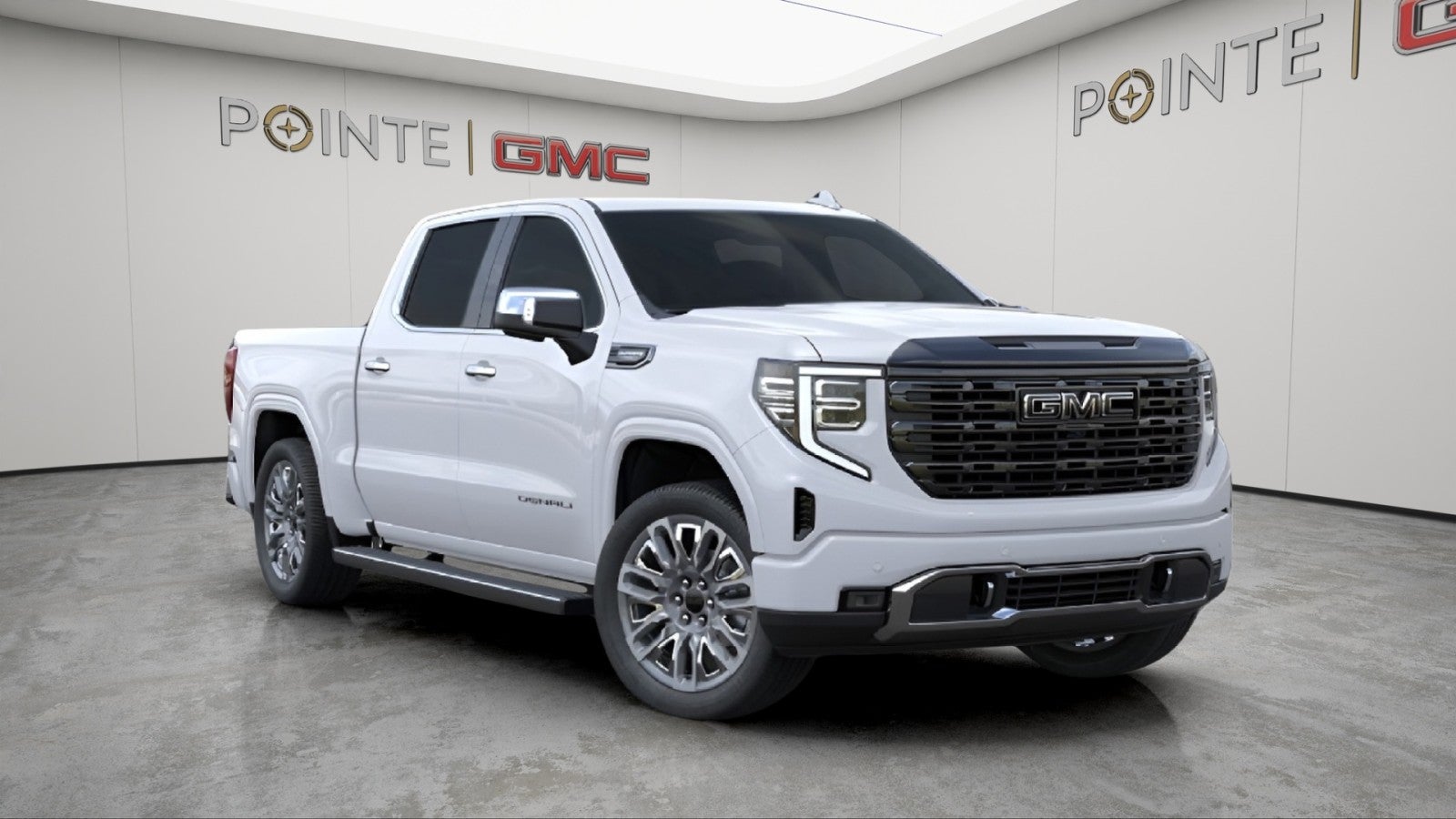 2026 GMC Sierra 1500 Denali Ultimate in Glacier White Tricoat — front three-quarter view