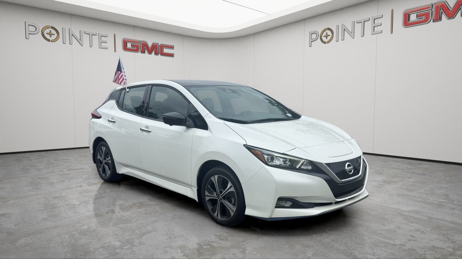 2020 Nissan LEAF SL PLUS in White — front three-quarter view