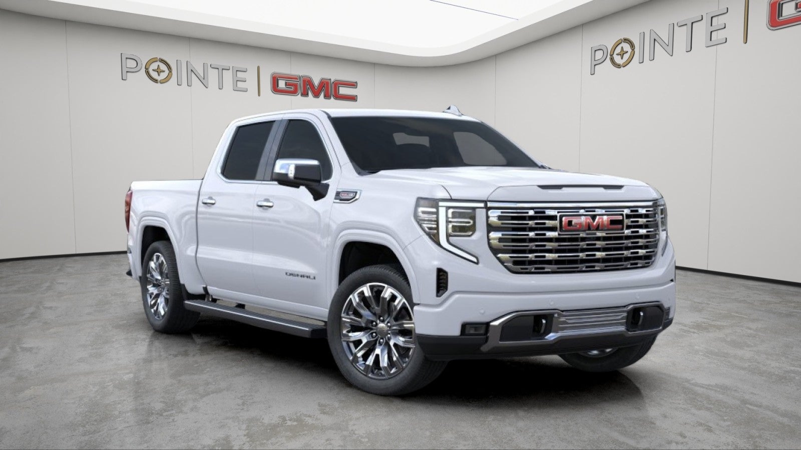 2026 GMC Sierra 1500 Denali in Glacier White Tricoat — front three-quarter view